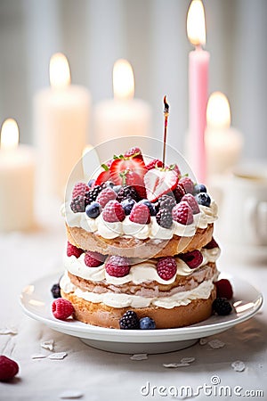 Beautiful homemade birthday cake Stock Photo