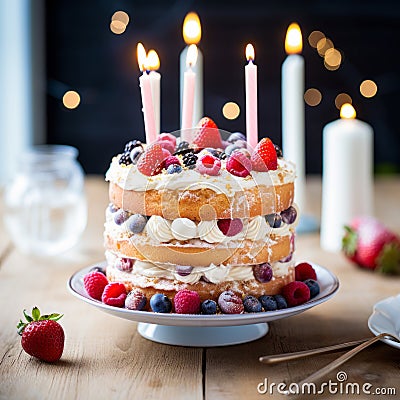 Beautiful homemade birthday cake Stock Photo