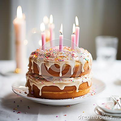 Beautiful homemade birthday cake Stock Photo