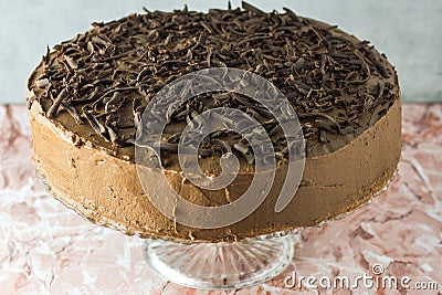 Homemade Chocolate Walnut Birthday Cake Stock Photo