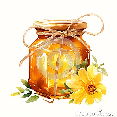 beautiful honey jam jar clipart illustration Cartoon Illustration