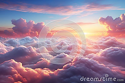 Beautiful Horizon Nature View of Clouds in the Sky with Aesthetic Style at Twilight Stock Photo