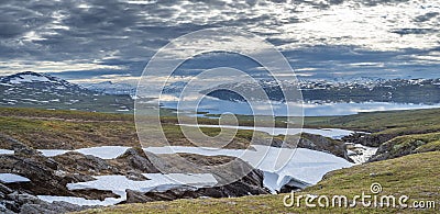 Beautiful Horizontal landscape North of the Arctic Circle in Sweden Stock Photo