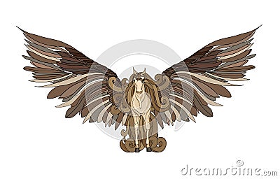 Beautiful Horse with mane and wings.Pegasus. Vector illustration Vector Illustration