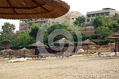 Beautiful hotel on the beach. Jordan. Stock Photo