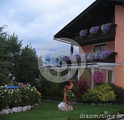 Beautiful house in Austria, in Carinthia in flowers Stock Photo