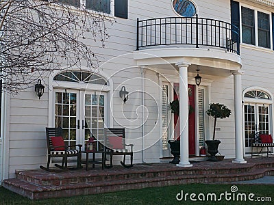 Beautiful house entrance all white Stock Photo