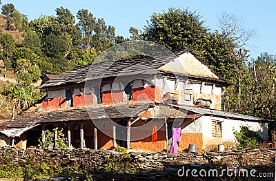 Beautiful house home building, Nepal, Annapurna region Stock Photo