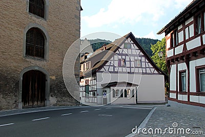 Beautiful House in Medieval Stein am Rhein Editorial Stock Photo