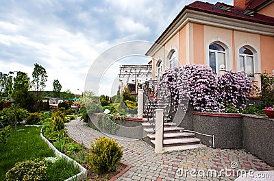 Beautiful house yard Stock Photo