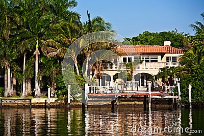 Beautiful houses downtown at the waterfront Stock Photo