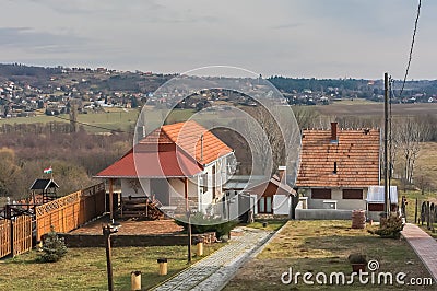 View of The beautiful houses in Heviz village, Hungary Editorial Stock Photo