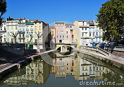 Beautiful houses in Narbonne, France Stock Photo