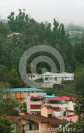 Beautiful houses and trees on the kodaikanal tour place. Editorial Stock Photo