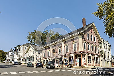 Beautiful houses in victorian style in Castine Editorial Stock Photo