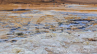 Beautiful Iceland landscape with surreal Namafjall geothermal area. Hverir. Stock Photo