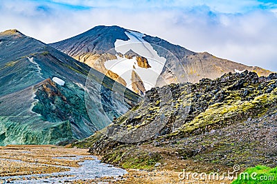 Beautiful Icelandic landscape of colorful mountain Stock Photo