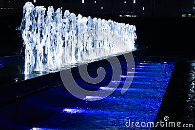 Beautiful illuminated fountains at night in Zagreb, Croatia Stock Photo