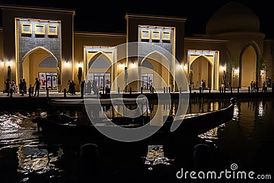 Beautiful illumination on the night street of Karavan Saray complex Editorial Stock Photo