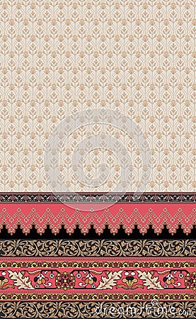 A beautiful illustration of a carpet design for print. Fantastic colour scheme in geometrical design. Cartoon Illustration