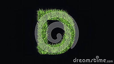 Beautiful illustration of English alphabet D with green grass effect on plain black background Cartoon Illustration