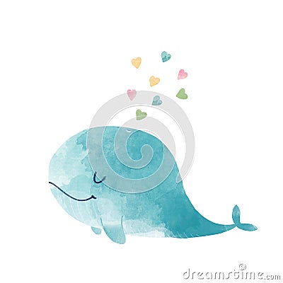 Watercolor whale illustration Cartoon Illustration