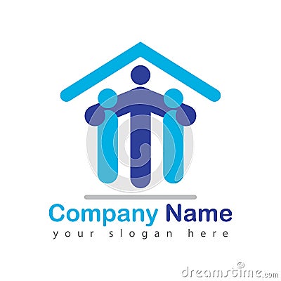 Real estate home people logo Vector Illustration