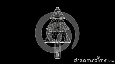 Beautiful illustration of wireframe Christmas tree on plain black background Cartoon Illustration