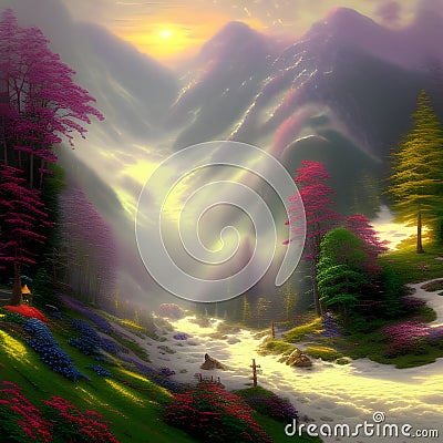 Fantasy mountains Stock Photo