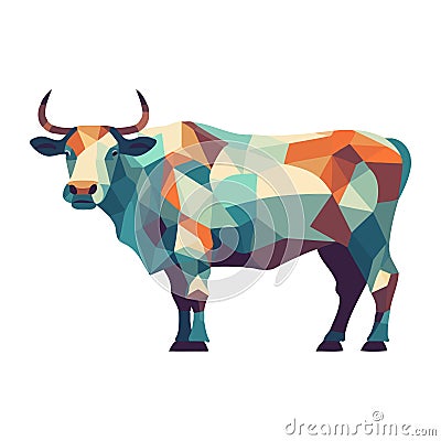 Beautiful image of a cow. Cute polygonal cow isolated. Cow in triangular style Vector Illustration