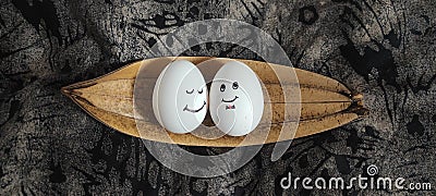 Beautiful image of cute couple eggs Stock Photo