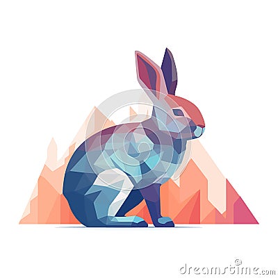 Beautiful image of a rabbit. Cute polygonal rabbit. Hare in triangular style Vector Illustration