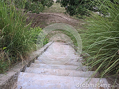 Beautiful image of stairs going down in river sarayu gonda utter pradesh india Stock Photo