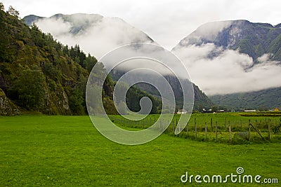 Beautiful and impressive green nature in Norway Stock Photo