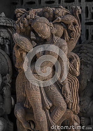 Beautiful Indian Sculpture, Karma, Sexy Stock Photo