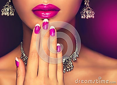 Beautiful Indian women portrait with jewelry. Stock Photo