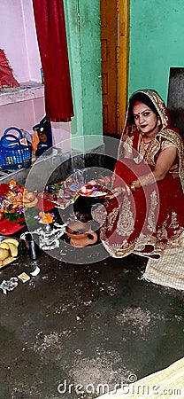 Beautiful Indian women worship work Editorial Stock Photo