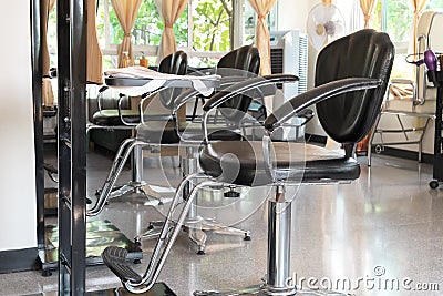 Beautiful Indoor Salon shop, Clean and Modern Design Hairdresser Stock Photo