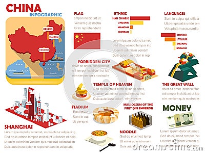 Beautiful info graphic design of China Stock Photo