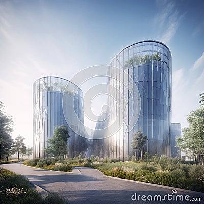 Beautiful and innovative waste-to-energy facility with unique architecture Stock Photo