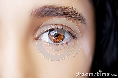 A beautiful insightful look eye with vitiligo. Stock Photo