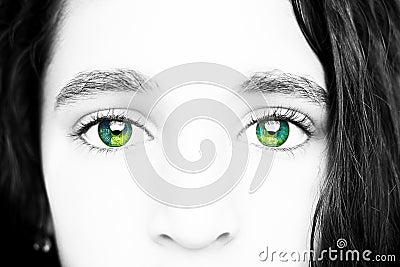 A beautiful insightful look eyes with vitiligo. Close up shot Stock Photo