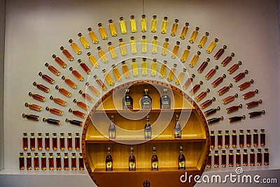 Beautiful installation. The territory of the Ararat Cognac Museum, Yerevan, May 3, 2019, Armenia. Editorial Stock Photo