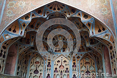Beautiful interior of Ali Qapu Palace in Isfahan, Iran. Stock Photo