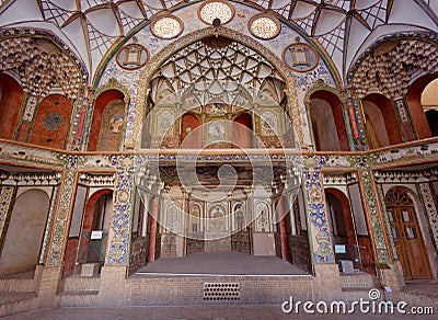 Beautiful interior of Borujerdi House in Kashan, Iran Stock Photo