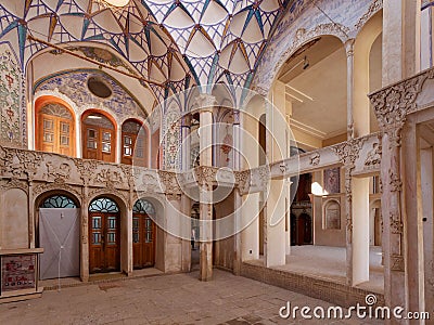 Beautiful interior of Borujerdi House in Kashan, Iran Stock Photo