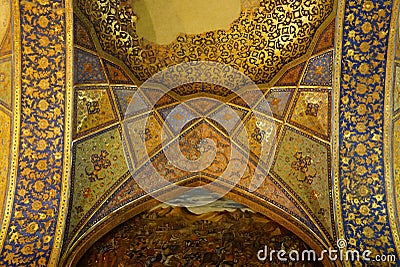 Beautiful interior of Chehel Sotoun palace in Isfahan, Iran. Stock Photo