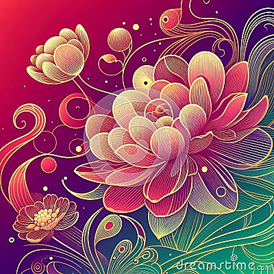 Delicate and colorful abstract decorative painted of a flower Stock Photo
