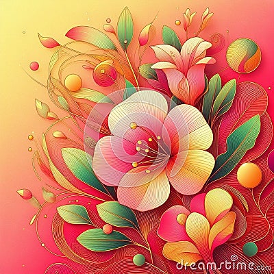 Delicate and colorful abstract decorative painted of a flower Stock Photo