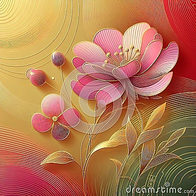 Delicate and colorful abstract decorative painted of a flower Stock Photo